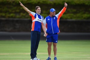 It needed two men to truly get across just how wide Finn was bowling.